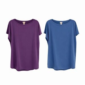 Chico’s Relaxed Knit Dolman Sleeve Tops Set of 2 Blue Purple Size 3 XL 16 - 18